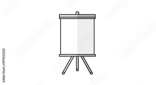 Blank white presentation board on easel.
