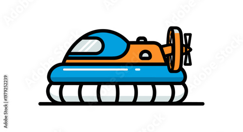 Blue and orange hovercraft vehicle machine.