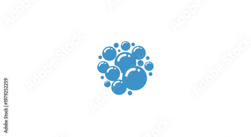 Blue bubbles floating in air.