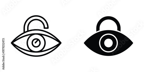 Surveillance and privacy lock icons combined with eye symbols