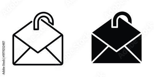 Comparison of open and closed envelope icons with paperclip handles
