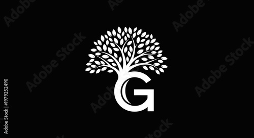 Elegant tree and letter g logo design for nature and growth concepts