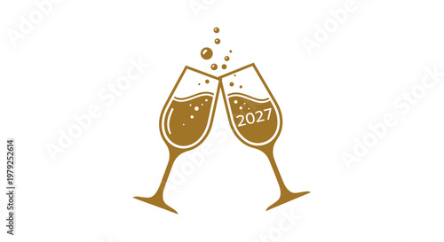 Champagne Glasses Celebrating New Year.
