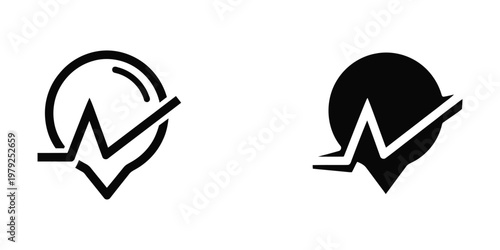 Contrasting designs of a circular logo with an integrated arrow shape in black and white