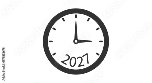 Clock face with year 2021.