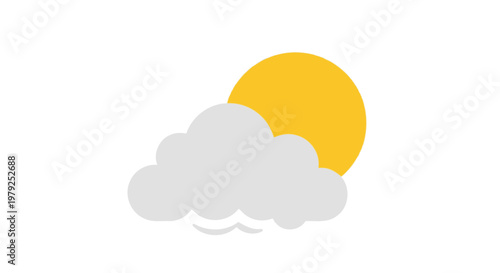 Cloud and Sun Weather Symbol.
