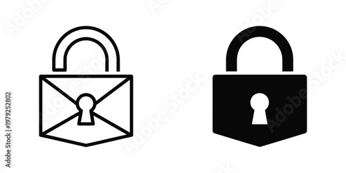 Contrast between an open envelope lock and a closed secure padlock symbolizing security and communication