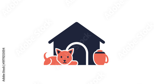 Dog lying in front of house.