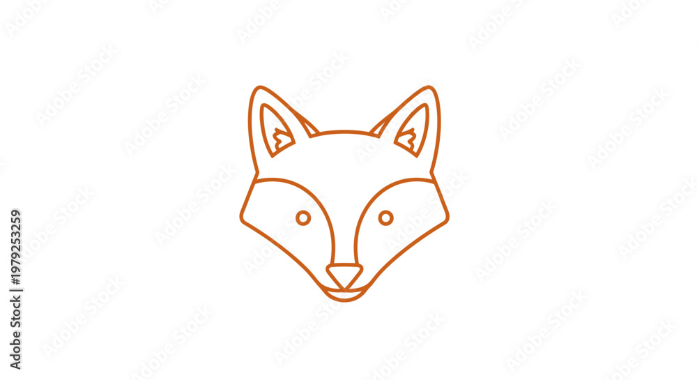 Fototapeta premium Minimalist fox head outline vector illustration on white background