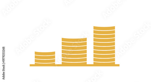 Golden coins stacked in ascending order.