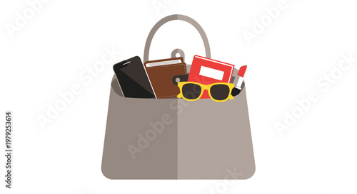 Handbag with personal items inside.