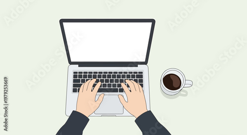 Hands typing on laptop keyboard.