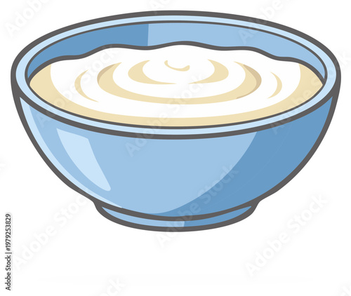 Cartoon Bowl of Yogurt