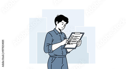 Man reading a document or newspaper.