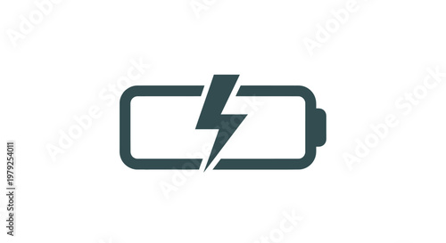 Low Battery Icon With Lightning Bolt.