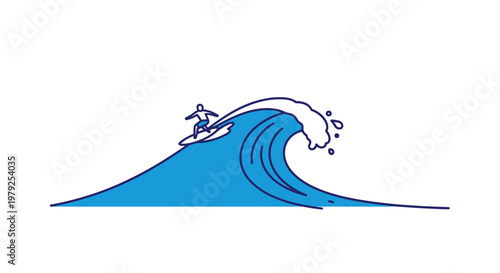 Man surfing on a blue wave.