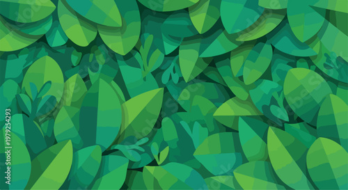 Green Leafy Foliage Vector Background Illustration
