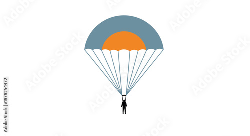 Person jumping with parachute in air.