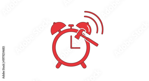 Red alarm clock ringing loudly now.