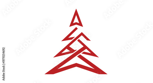 Red Christmas Tree Abstract Symbol.