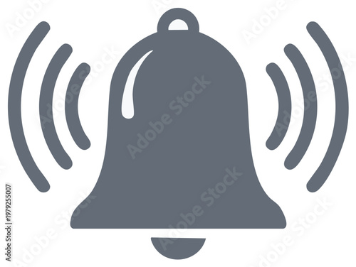 Ringing Bell: Notification Icon with Sound Waves, Alarm Symbol Graphic, Signal Illustration