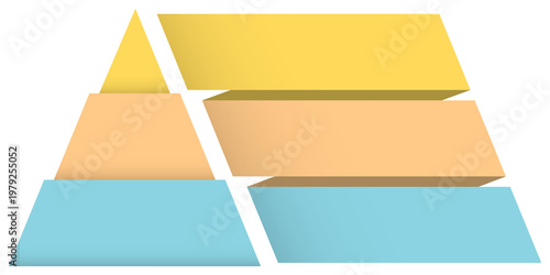 Pyramid diagram with 3 elements, infographic template