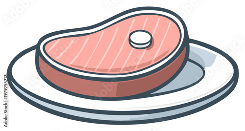 Delicious Cut of Meat on a White Plate Appetizing Graphic Food Item