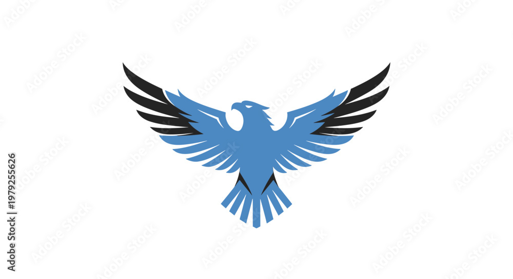 Obraz premium Soaring eagle emblem vector illustration on white background