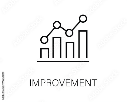 Improvement, Data Growth, Statistical Bar Chart, Success Progress Icon, Business Optimization, Profit Increase, Analytics, Financial Gain, Improvement
