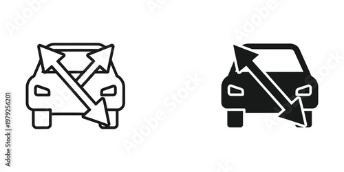 Illustrations of a vehicle with broken and intact seatbelts for safety awareness