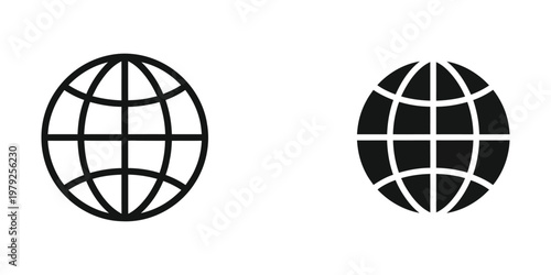 Comparison of classic and modern globe design with grid lines and shading variations