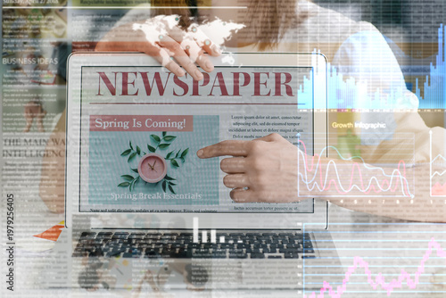 Young woman with open page ...