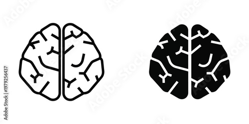 Contrast between a light and dark depiction of brain hemispheres with gyri and sulci