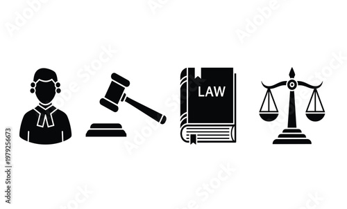 Lawyer hits gavel on desk next to law book and scales of justice