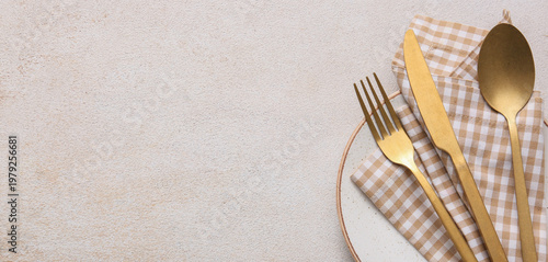 Table setting with golden c...