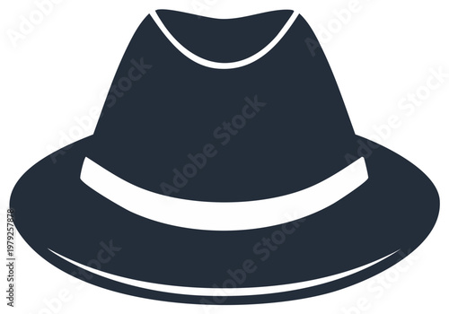 Elegant Dark Blue Fedora Hat Graphic Icon Stylish Design