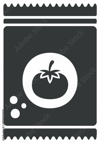 Ketchup Packet Icon: Tomato Sauce Sachet with Circles, Fast Food Condiment Single Vector Illustration