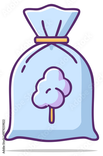 Sweet Cotton Candy Bag Icon Illustration Delicious Dessert Snack Graphic