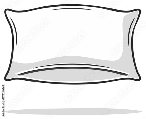 Cartoon illustration of a soft pillow with a shadow, isolated graphic.
