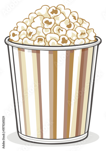 Cartoon Popcorn Bucket Full of Snacks for Movie Time Entertainment