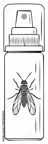 Insect Spray Bottle with Wasp Illustration