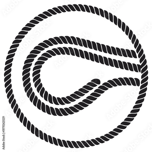 Coiled Rope Illustration Black and White Marine Nautical Theme Graphic