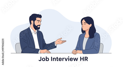 Job Interview HR: Man and Woman in Business Meeting, Recruitment Process