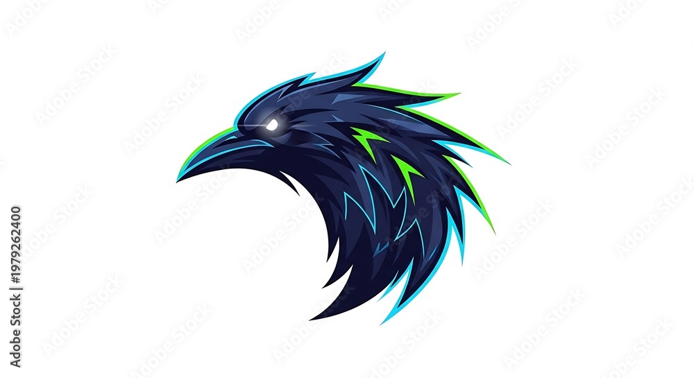 Naklejka premium Stylized raven head illustration
