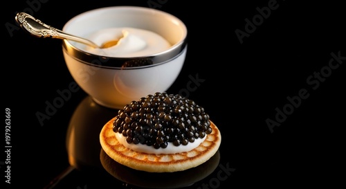 Luxurious Caviar on Toast with Cream.