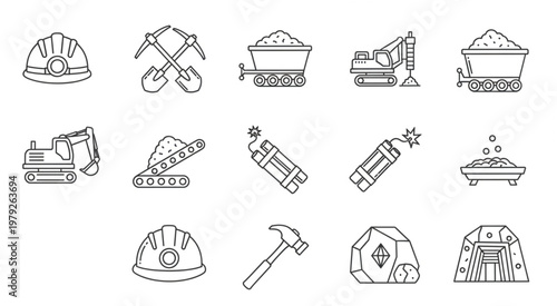 Mining equipment and tools illustration, perfect for industrial and construction projects.