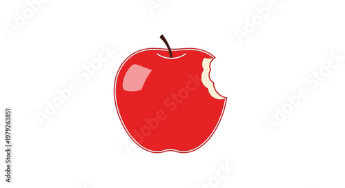 A bitten red apple fruit.