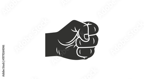 Black Fist Raised in Anger Symbol.