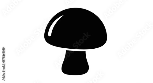 Black Mushroom Icon Isolated on White.