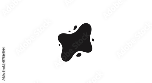 Black liquid splatter on white background.